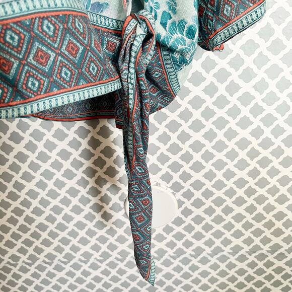 VINTAGE AMERICA Floral Side Tie Peasant Blouse, M - Picture 6 of 9